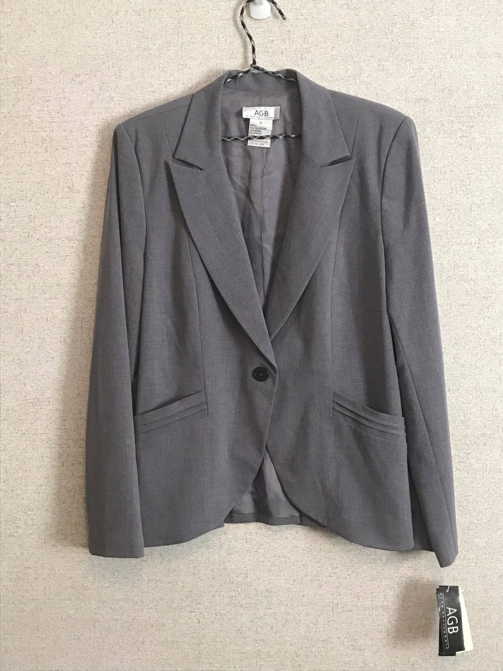 AGB Byer California Women’s Single-Button Gray Blazer Size 12 NWT